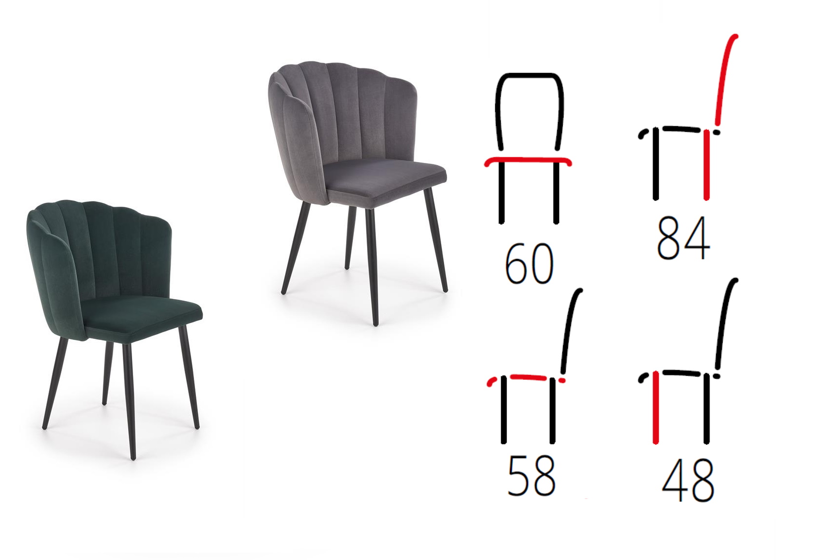 krzesło tapicerowane do salonu Betty, wymiary krzesła